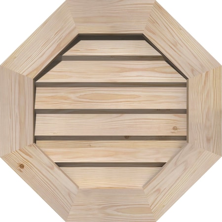 Octagonal Gable Vent Non-Functional, Pine Gable Vent W/ Decorative Face Frame, 16W X 16H